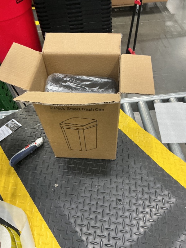 Photo 1 of **missing one top** Bathroom Trash Can with Lid, KOEYLE 2 Pack 2.2 Gallon Automatic Touchless Garbage Can, Small Motion Sensor Smart Trash Can, Slim Waterproof Trash Bin for Bedroom, Bathroom, Office, Living Room (Black)