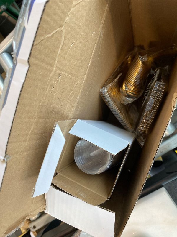 Photo 1 of ***MISSING PLATES & KNIVES*** WDF 25Guest Gold Plastic Plates - Heavy Duty Christmas Plastic Plates Dinnerware - Include 25 Dinner Plate 25 Salad Plates 50 Forks 25 Knives 25 Spoons 25 Cups 25 Mini Forks for Christmas/Weddiing