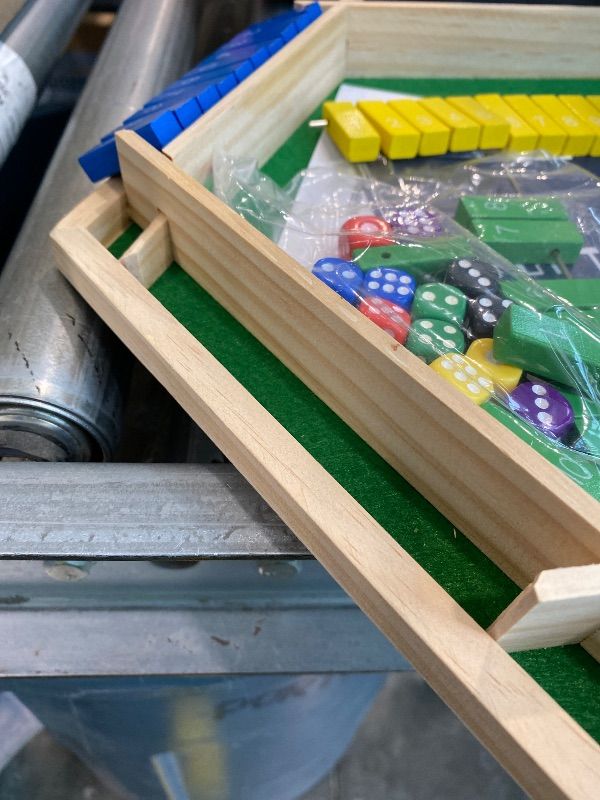 Photo 1 of ***MINOR DAMAGE*** Vamslove Shut The Box Game for 6 Player with 12+4 Dice - Colorful 6 Sided Wooden Board Math Number Games for Kids Adults Families Party Club (Instructions Included)