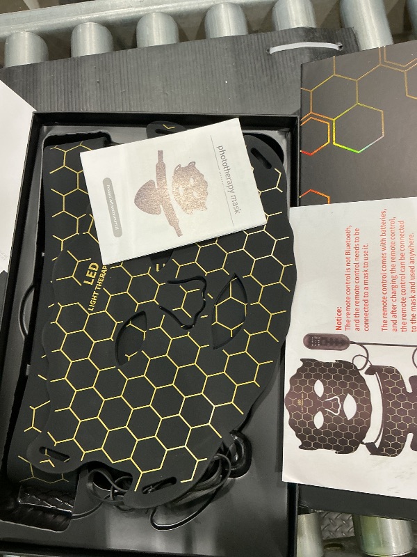 Photo 1 of **MINOR DAMAGE/check clerk comments**
Yahi Red Light Photon Facial & Neck Mask with Remote Control, 7 Custom Modes with Infrared, Portable & Rechargeable with Timer for Home Use, 175 High-Density Light Beads, Black