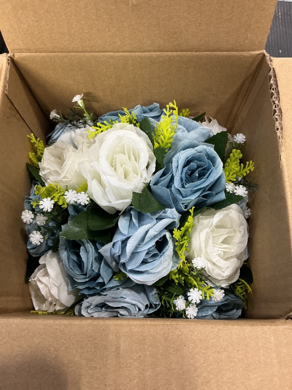 Photo 1 of **MISSING ONE**
BLOSMON Flower Ball Centerpieces for Table 2 Pcs Fake Rose Centerpiece Flowers Dusty Blue Artificial Silk Floral Arrangement Center Piece Kissing Bouquet for Wedding Party Valentines Day Home Decor