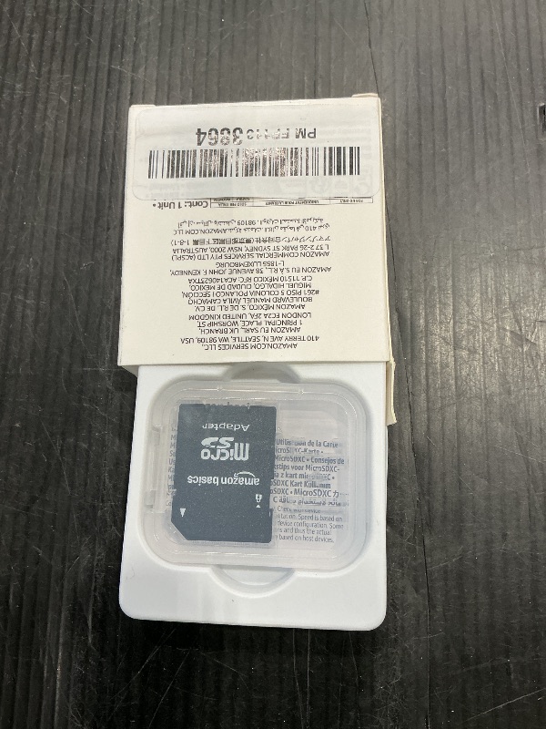 Photo 1 of **ONLY 1**Amazon Basics Micro SDXC Memory Card with Full Size Adapter, A2, U3, Read Speed up to 100 MB/s, 128 GB, Black