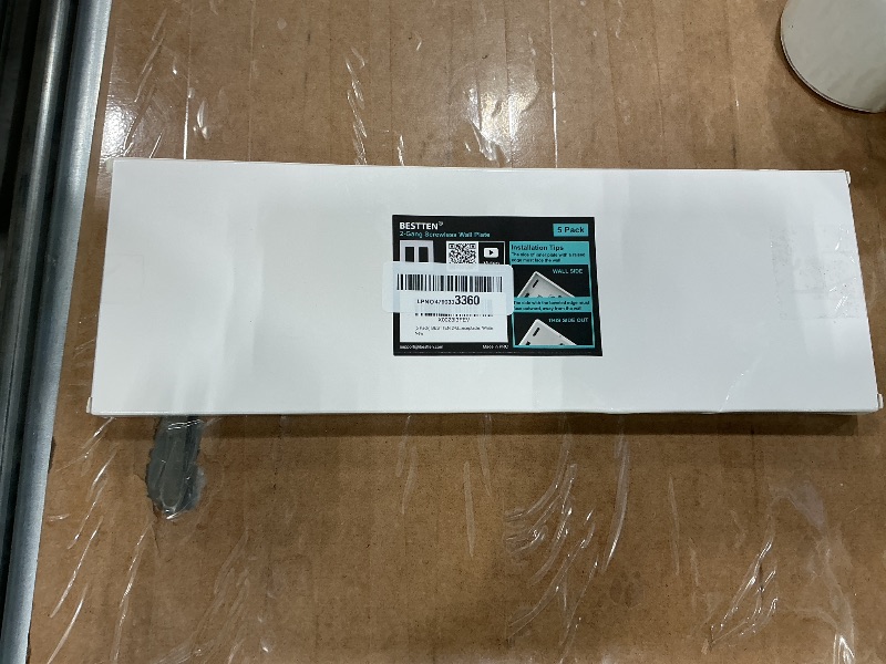 Photo 1 of ***MISSING PIECE*** BESTTEN 5 Pack Screwless Decorator Wall Plate, 2 Gang Decorative Outlet Cover, USWP6 Gloss Snow White, H4.69” x W4.73”, Faceplate Cover for Receptacle Outlet & Switch