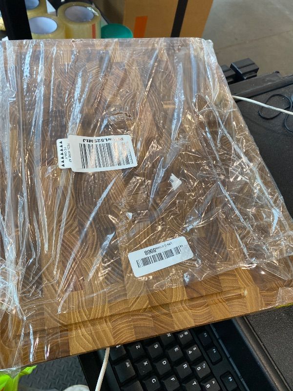 Photo 1 of *MINOR DAMAGE - See clerk notes*
THETCHRY Teak Wood Cutting Boards for Kitchen, Large Charcuterie Board with Handle, 1" Thick Butcher Block, End Grain Cutting Board, Reversible Wooden Chopping Board for Meal Prep & Serving, 17"×13"