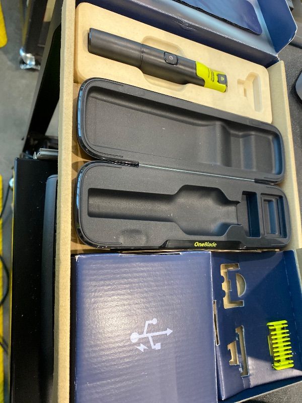 Photo 1 of **MISSING PARTS**
Philips Norelco OneBlade 360 with Connectivity Hybrid Face + Body, Electric Beard Trimmer, Shaver and Body Groomer Kit with 360 Blade Tech, 1x360 Blade, 5-in-1 Comb, Travel Case, Model QP4631/90