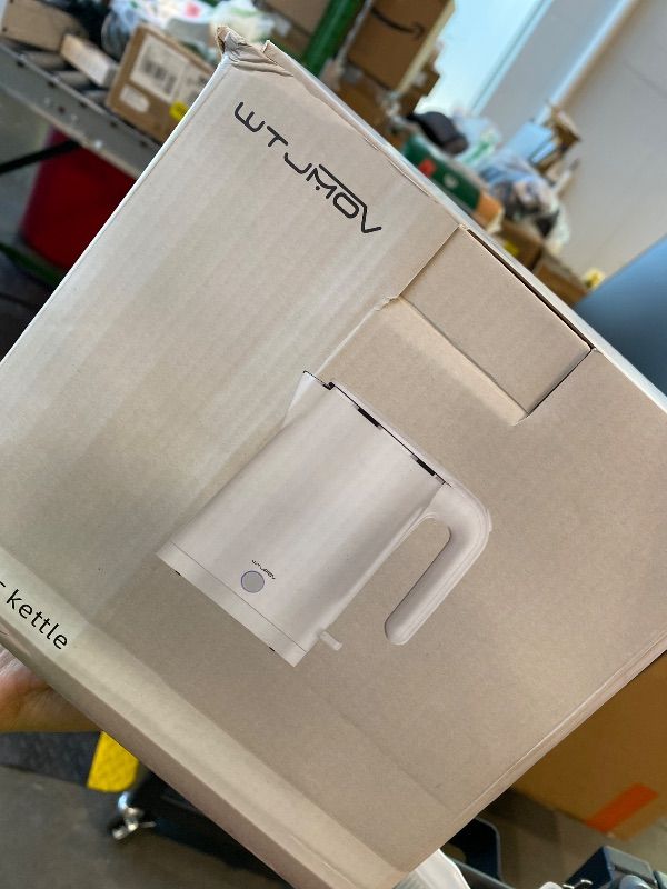 Photo 1 of *UNTESTED*
WTJMOV Electric Kettle Stainless Steel, 1.0L Small Water Boiler 1200W Fast Boiling, Double Wall Tea Kettle Pot Automatic Shut Off, Durable Coffee & Tea Maker/Warmer/Heater White