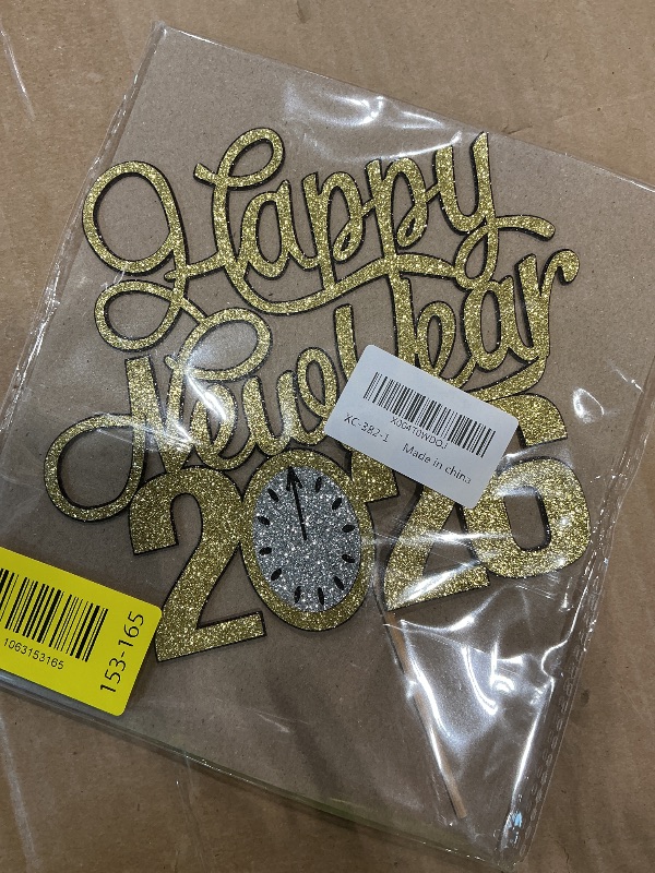 Photo 1 of 1 Pack Happy New Year 2026 Cake Topper Glitter Clock Cheers to 2026 New Year Cake Pick Hello 2026 Cake Decorations for Welcome 2026 Happy New Year's Eve Party Supplies Gold