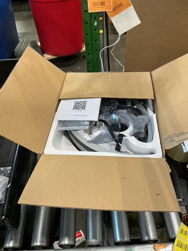 Photo 1 of ** Missing screws** ZMISHIBO Ceiling Fans with Lights and Remote, 19.7'' Low Profile Ceiling Fan, 3000-6000K Dimmable Modern Flush Mount LED Fan Light, 6 Wind Speeds, Black Fandelier Ceiling Fans for Bedroom