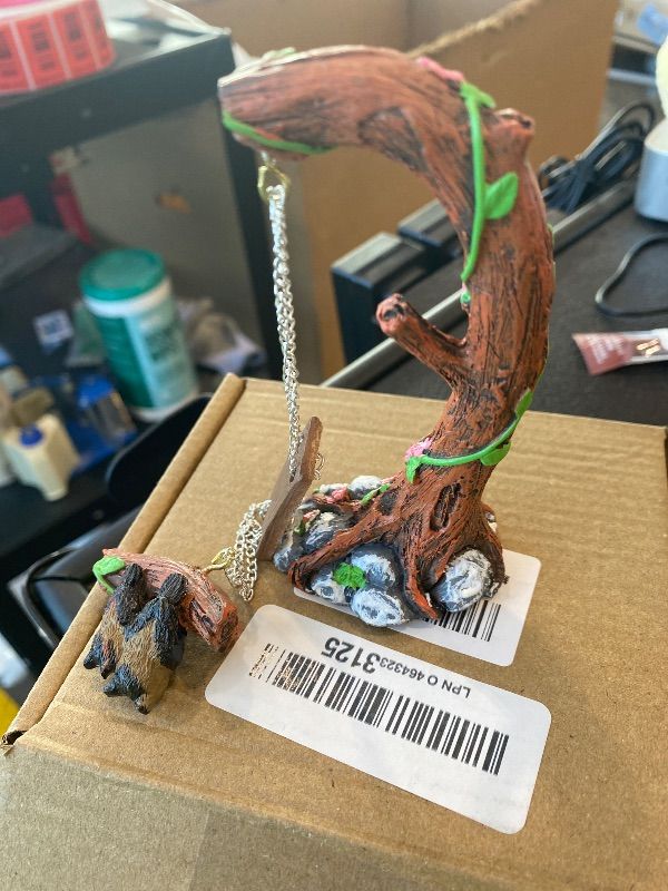 Photo 1 of **MAJOR DAMAGE**
Jumping Spider Accessories, Funny Fairytale Garden Swing, Jumping Spider Climbing Toy, Garden Tree Owl Figurines for Jumping Spider Enclosures Accessory Decoration