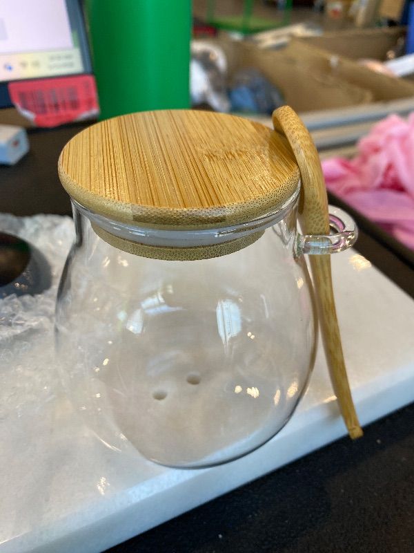 View 2 of ***MISSING ONE*** DNIENKGE Airtight glass jar storage container with bamboo lid Set of 2, wide mouth, leak-proof, With a spoon, can be used for coffee beans, tea leaves, grains, dried fruits, etc (Small)
