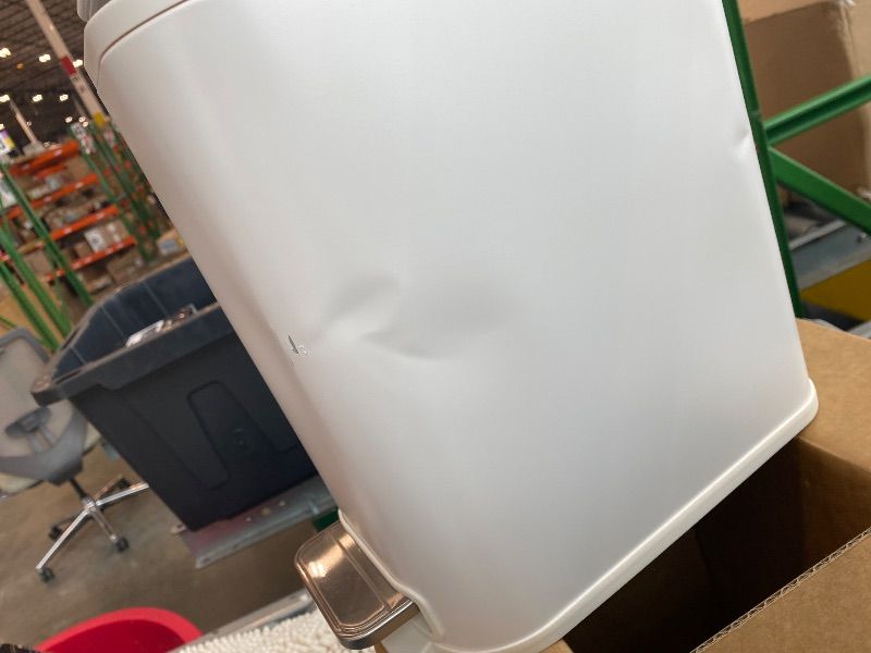 Photo 1 of *USED*
Cesun Small Bathroom Trash Can with Lid Soft Close, Step Pedal, 5 Liter / 1.3 Gallon Stainless Steel Garbage Can with Removable Inner Bucket, Waste Basket for Bathroom, Bedroom (White)