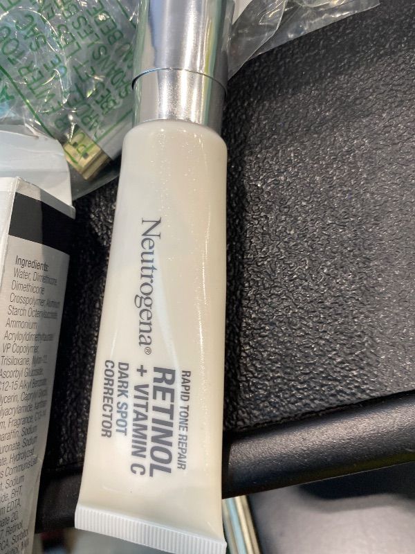 Photo 1 of *DOESNT SQUEEZE OUT, CUT IS RECOMMENDED**Neutrogena Rapid Tone Repair Retinol + Vitamin C Dark Spot Corrector Face Serum, Daily Anti-Wrinkle Dark Spot Corrector to Brighten & Even Tone, Mineral-Oil & Dye-Free, White, 1 oz