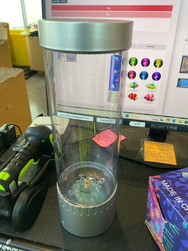 Photo 1 of ***MISSING FISH*** Brewish Bubble Fish Lamp | Desktop Sensory LED Bubble Lamps | 7 Color Changing Fake Aquarium Night Light | Artificial Fish Tank with Moving Fishes | Home Decor, Gift for Kids, Adults, ADHD & Autism