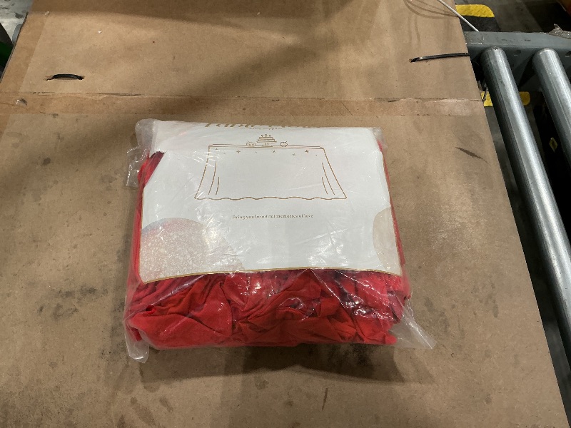 Photo 1 of 1 Pack Red Table Clothes for 4 Foot Rectangle Tables, One-Piece Wrinkle Resistant Stretch Spandex Table Covers Valentines Table Skirt for Christmas Event Banquet Wedding Birthday Party