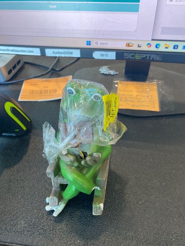 Photo 1 of ***MAJOR DAMAGE*** iStatue Miniature Solar Frog Reading Book Figurine Light - 5.5'' Resin Chair Statue Outdoor Table Decor for Lawn Ornaments, Patio, Yard & Garden and Home