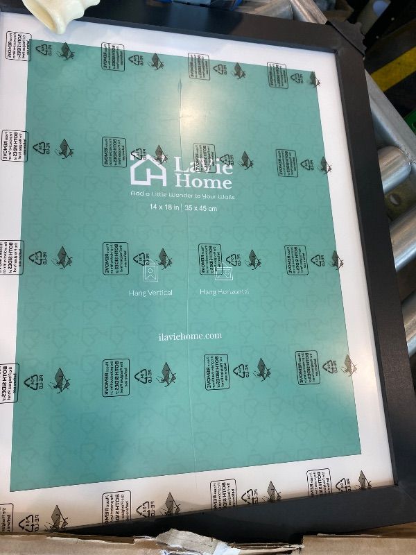 Photo 1 of ***MAJOR DAMAGE*** LaVie Home 14x18 Picture Frame Black Poster Frame,Display Pictures 12x16 with Mat or 14x18 Without Mat, Stable and Sturdy Frame and Polished Plexiglass, Horizontal and Vertical Format of The Walls