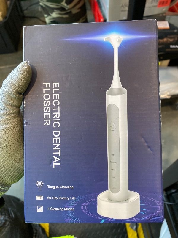 Photo 1 of *MISSING PARTS UNKNOWN*
Rechargeable Electric Flosser – 4-Speed Dental Flosser with 60 Heads & Tongue Cleaner – contactless Charging Base for Adults & Kids – Dentist-Approved Gum Care & Water Flosser Alternative