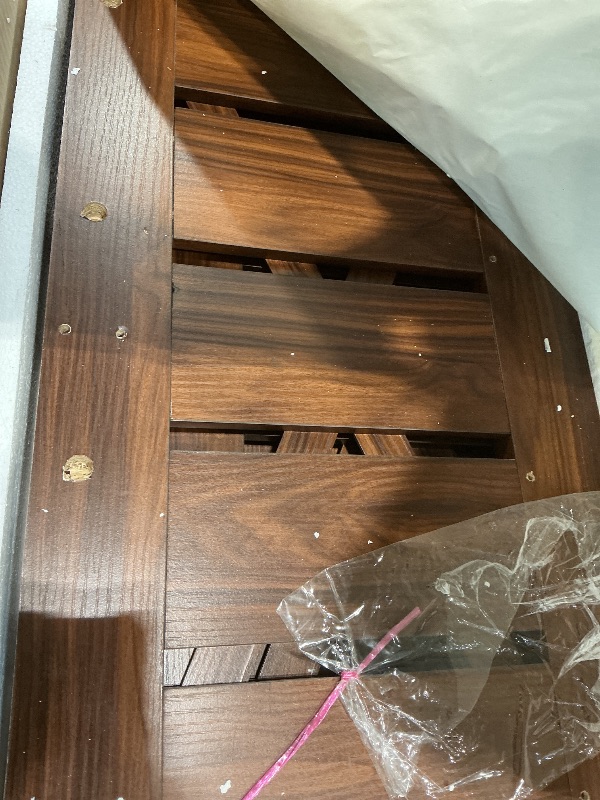 Photo 1 of **MISSING PIECES UNKNOWN**YITAHOME Farmhouse Coffee Table with Storage, Coffee Tables for Living Room Rustic Wood Cocktail Table, Square Coffee Table for Living Meeting Room with Half Open Storage Compartment, Walnut