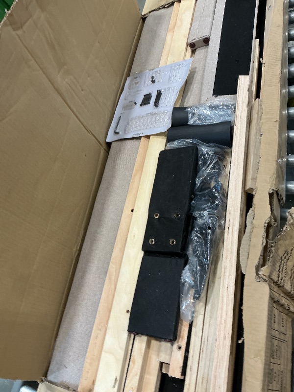 Photo 1 of **MISSING PIECES UNKNOWN**Novilla King Bed Frame, King Bed Frame with Headboard, Linen Upholstered Pull-Point Wing Side Headboard, No Box Spring Needed, Heavy Duty Feet, Easy Assembly, Beige