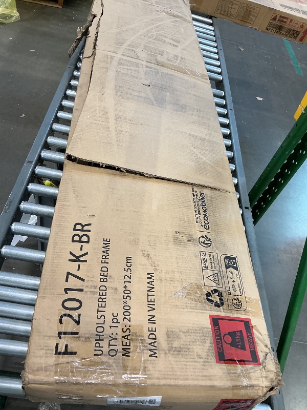 Photo 1 of **MISSING PIECES UNKNOWN**Novilla King Bed Frame, King Bed Frame with Headboard, Linen Upholstered Pull-Point Wing Side Headboard, No Box Spring Needed, Heavy Duty Feet, Easy Assembly, Beige