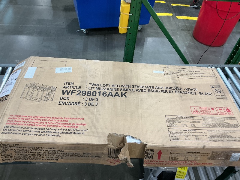 Photo 1 of *PARTIAL SET*
twin loft bed with staircase and shelves white