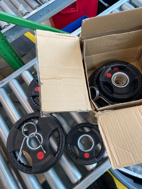 Photo 1 of ***MISSING ONE WEIGHT*** Fitvids 2 Inch Olympic Barbell Weight Plates Set, 255 LB(2.5-45 LB) Barbell Weight Set for Home Gym Strength Training, Rubber Coate Design