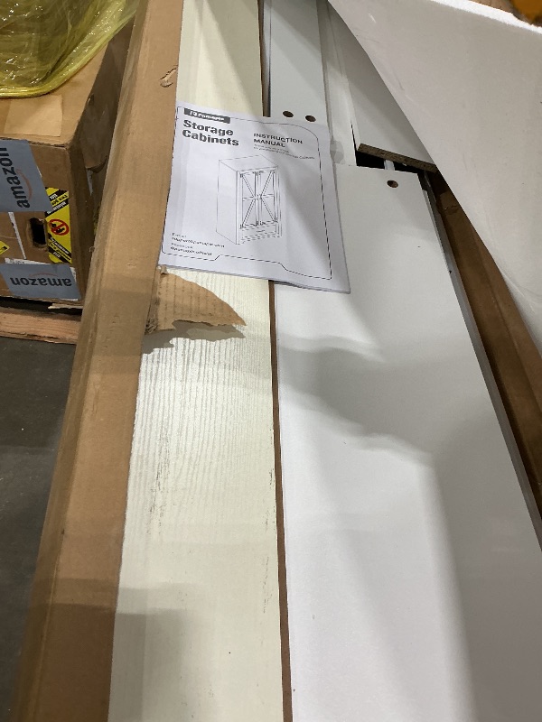 Photo 1 of **MISSING PIECES UNKNOWN**Pamapic Farmhouse Kitchen Pantry Cabinet - 71" Tall Wooden Storage Cabinets with 2 Barn Doors, Versatile Storage Cabinet with Shelves & Drawers for Dining Room, Bathroom,White