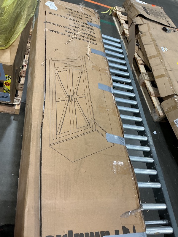 Photo 1 of **MISSING PIECES UNKNOWN**Pamapic Farmhouse Kitchen Pantry Cabinet - 71" Tall Wooden Storage Cabinets with 2 Barn Doors, Versatile Storage Cabinet with Shelves & Drawers for Dining Room, Bathroom,White