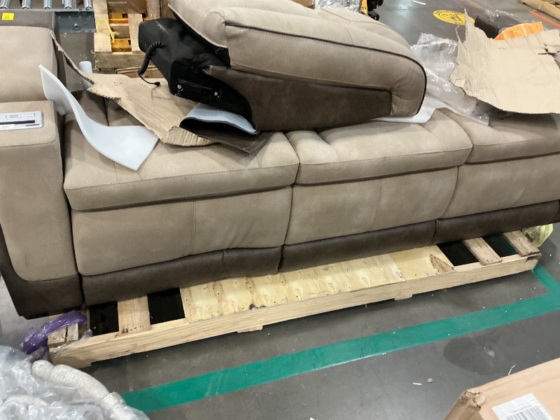 Photo 1 of ***MISSING HEADBOARDS*** partial brown leather couch with seat massagers