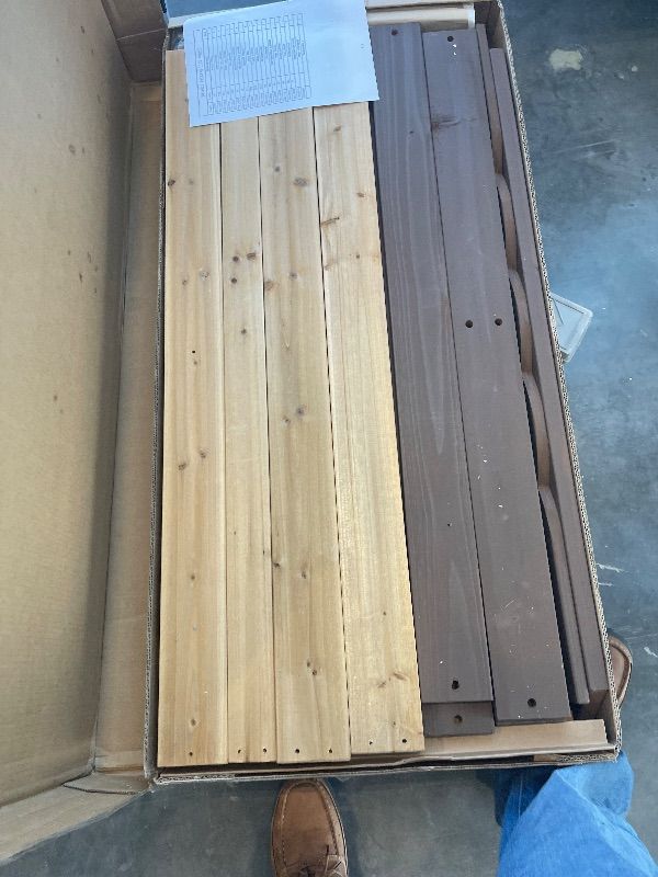 Photo 1 of *PARTIAL SET 3 other boxes sheck clerk comments *  
Backyard Discovery Lakewood Cedar Wood Swing Set with Wave Slide, Clubhouse, Playhouse, Snack Bar Window, Picnic Area, Belt Swings, Trapeze, Full Front Door, Windows, Step Ladder, Outdoor Playset