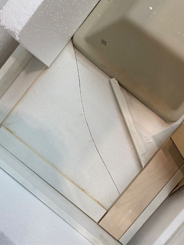 Photo 1 of ***MAJOR DAMAGE*** YITAHOME 48 Inch Floating Vanity with 3 Drawers, Wall Mounted Bathroom Vanity with White Quartz Countertop & Oak Veneer, Big Space Storage for Modern Bathroom, Black