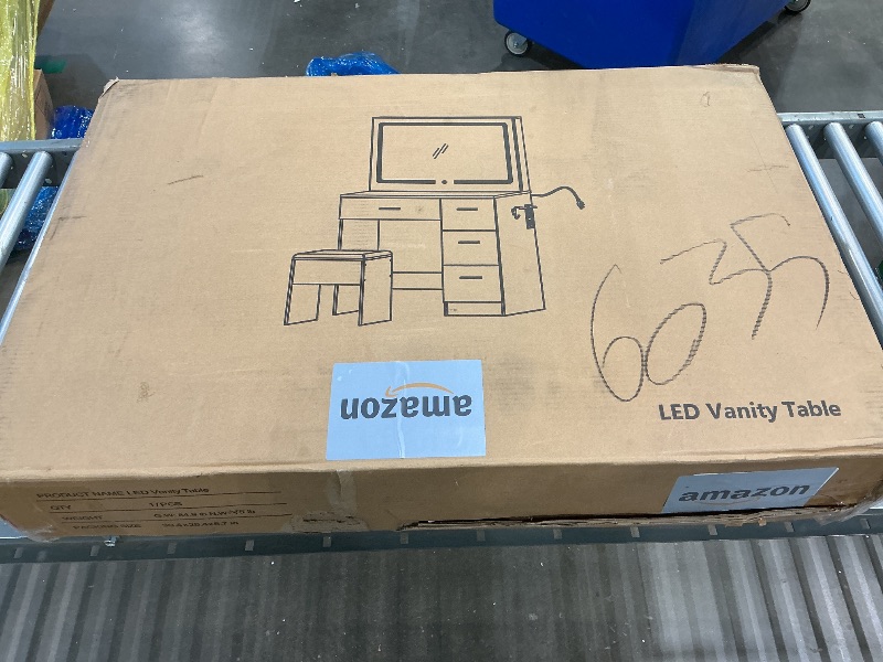 Photo 1 of *USED*
LIVELYGLOW Makeup Vanity Desk Set, White, 35.4“W x 15.7" D x 53.9" H (Large Smart LED Mirror, with Cushion Stool, Hairdryer Rack, Power-Outlet, 4 Drawers)