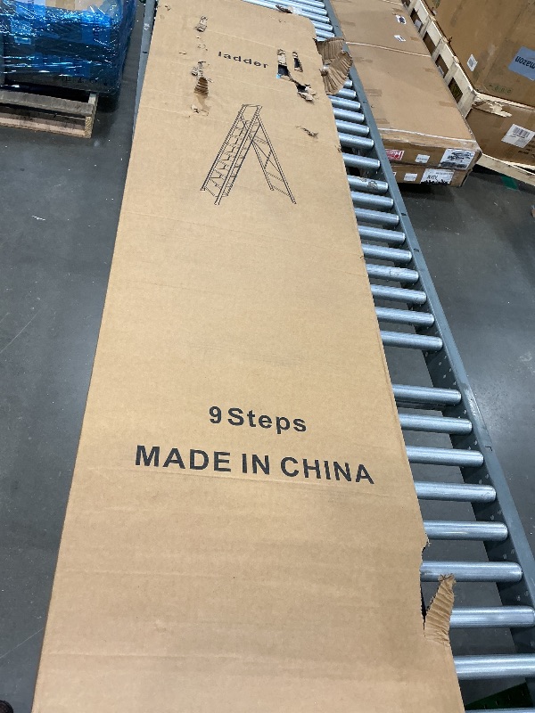 Photo 1 of *MINOR DAMAGE - USED*
9 Step Ladder with Tray,330lbs Capacity Portable Step Stool for Adults,Heavy Duty Step Ladder Wide Anti-Slip Stury Steel Folding Step Stool Used for Office,Garage,Kitchen & Painting