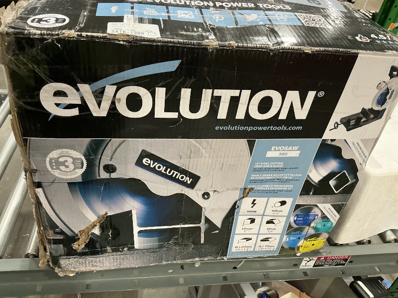 Photo 1 of *See Clerk Notes*
Evolution Power Tools EVOSAW380 14" steel cutting chop saw
**ITEM IS NOT FUNCTIONAL, SELLING FOR PARTS ONLY!**