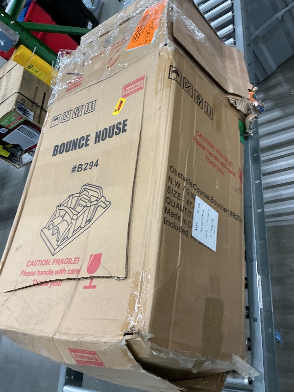 Photo 1 of BESTPARTY Inflatable Obstacle Course Bounce House Castle with Large Slides Bounce Area and Obstacles Inflatable Bouncer House Jumper with Blower