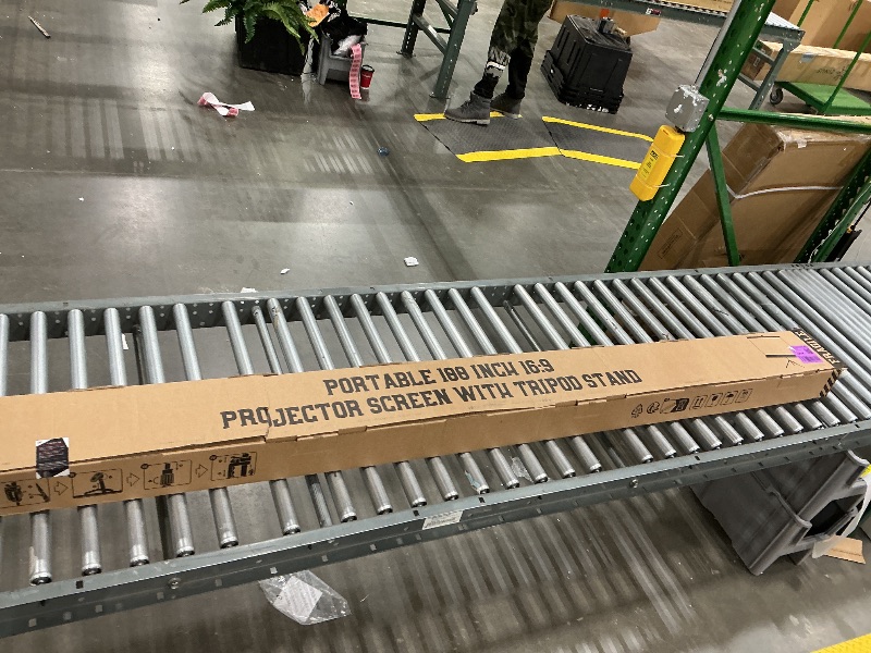 Photo 1 of 100 Inch Indoor and Outdoor Projector Screen with Stand for Movies or Presentations - HD Premium 16:9 Folding Free Tripod Screen with Carry Bag and Straps