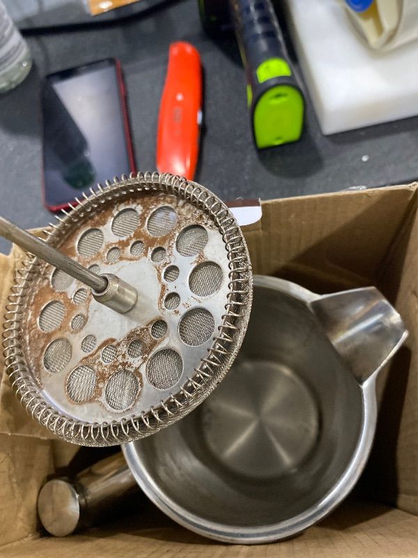 Photo 1 of ***VERY USED*** Secura French Press Coffee Maker, 304 Grade Stainless Steel Insulated Coffee Press with 2 Extra Screens, 34oz (1 Litre), Silver