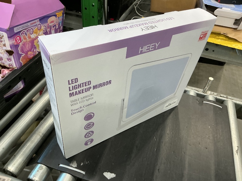 Photo 1 of *UNTESTED*
HIEEY Vanity Mirror with Lights, Lighted Makeup Mirror, Three Color Lighting Modes, and 5X Magnification Mirror, Smart Touch Control, 360°Rotation (17.4" x 13.5" White,Gift Box)