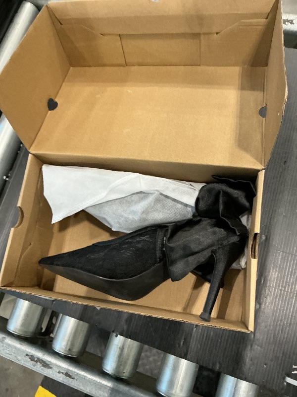 Photo 1 of *USED*
Coutgo Womens Slingback High Heels Bow Closed Pointed Toe Lace Patchwork Party Dress Shoes, Black, Size 8