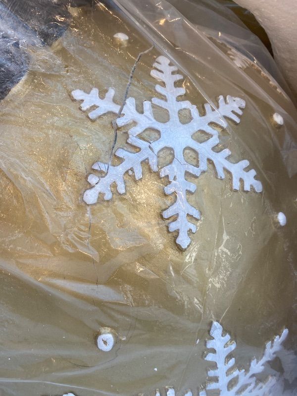 Photo 1 of ***MINOR DAMAGE*** Alpine Corporation 48" Tall Merry Christmas Ornament Stack with 8 Warm White LED Lights & Timer, Indoor/Outdoor Light-Up Hanging Holiday Decoration, Gold