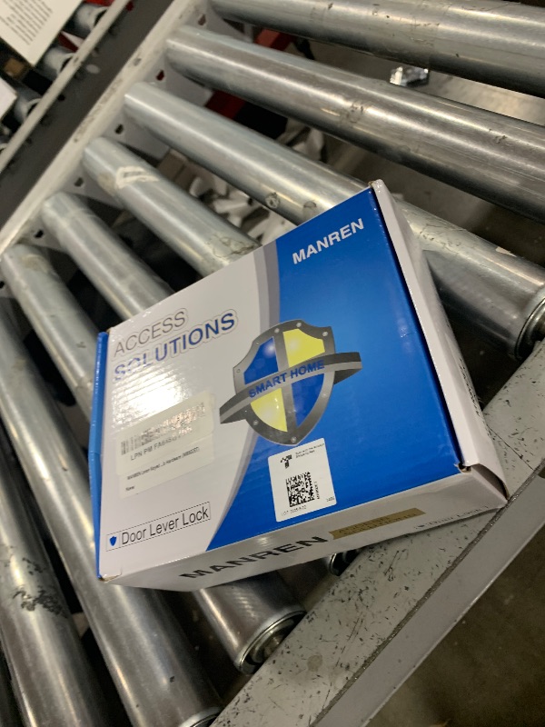 Photo 1 of 1 Pack of MANREN Lever Keyed Entry Door Lever Handle Lock, Universal Door Knob Hardware,Nickel Brushed Color (MR802ET)