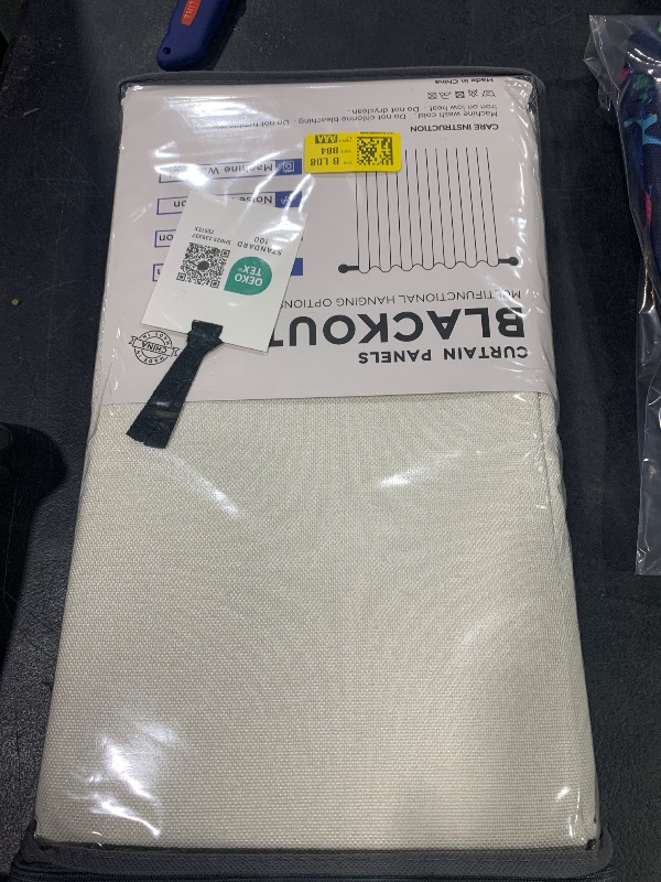 Photo 1 of 100% Blackout Shield Linen Blackout Curtains for Bedroom 90 Inches Long, Back Tab/Rod Pocket Living Room Drapes, Thermal Insulated Blackout Curtains 2 Panels Set, 50" W x 90" L, Light Cream