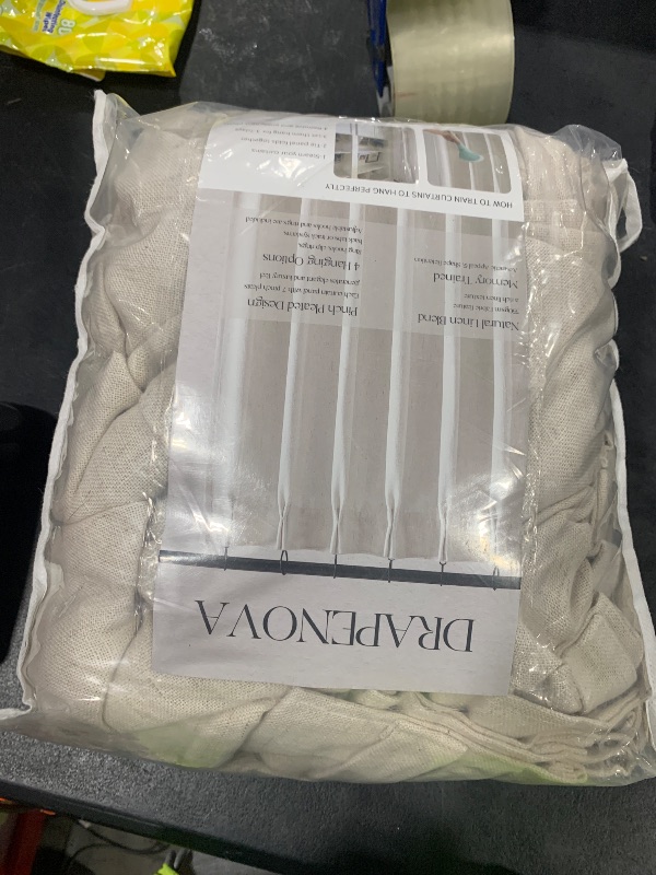 Photo 1 of 108 Inch Linen Pleated Curtains 2 Panels Set for Living Room Bedroom 2 Panels Rustic Farmhouse Back Tab Memory Trained Pinch Pleat Window Curtain Oatmeal Taupe Tan 108 Inch Length for Dining Room