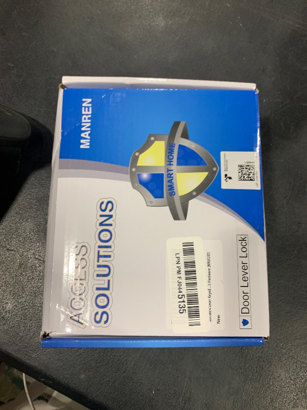 Photo 1 of 1 Pack of MANREN Lever Keyed Entry Door Lever Handle Lock, Universal Door Knob Hardware,Nickel Brushed Color (MR802ET)
