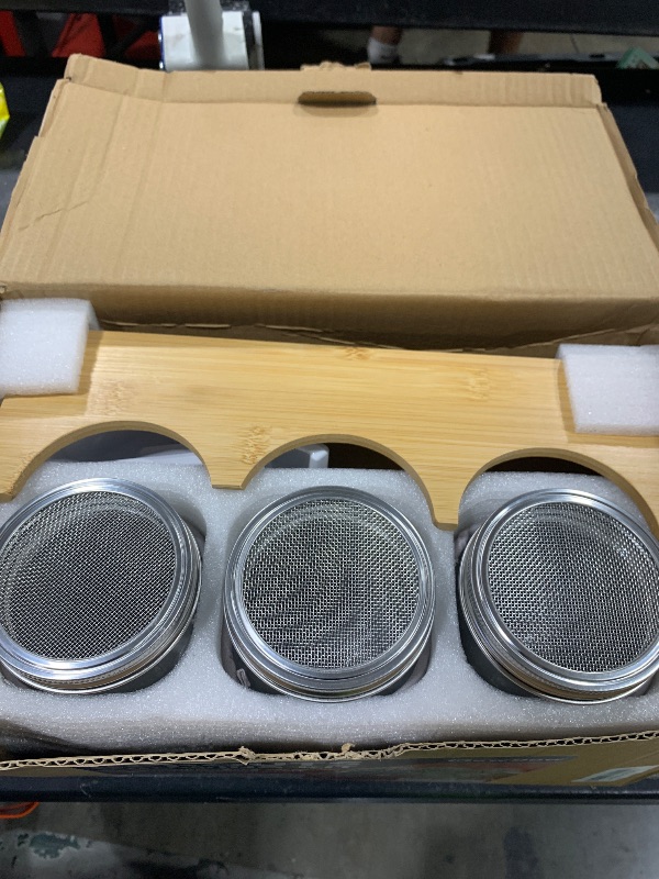 Photo 1 of [Upgraded] 3 PCS Seed Sprouting Mason Jar Kit with Bamboo Holder, Drain Tray, Screen Lids, Blackout Sleeves, Good Ventilation & Drainage Capacity, Growing Fresh Organic Mung Beans & Microgreens
