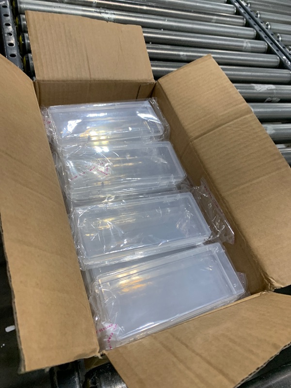 Photo 1 of 14 Pack Clear Plastic Storage Boxes, Rectangular Containers with Hinged Lids, 6 inch Small Organizers for Beads, Crafts, Jewelry, Pens, 6.1x2.52x1.18In