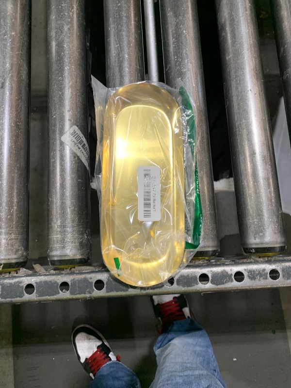 Photo 1 of 1 Pcs Gold Trinket Tray Oval Stainless Steel Small Serving Trays Towel Storage Dish Plate Tea Fruit Trays Jewelry Plate Decorative Storage Tray (Gold 1pcs, 9 x 3.8 Inch)