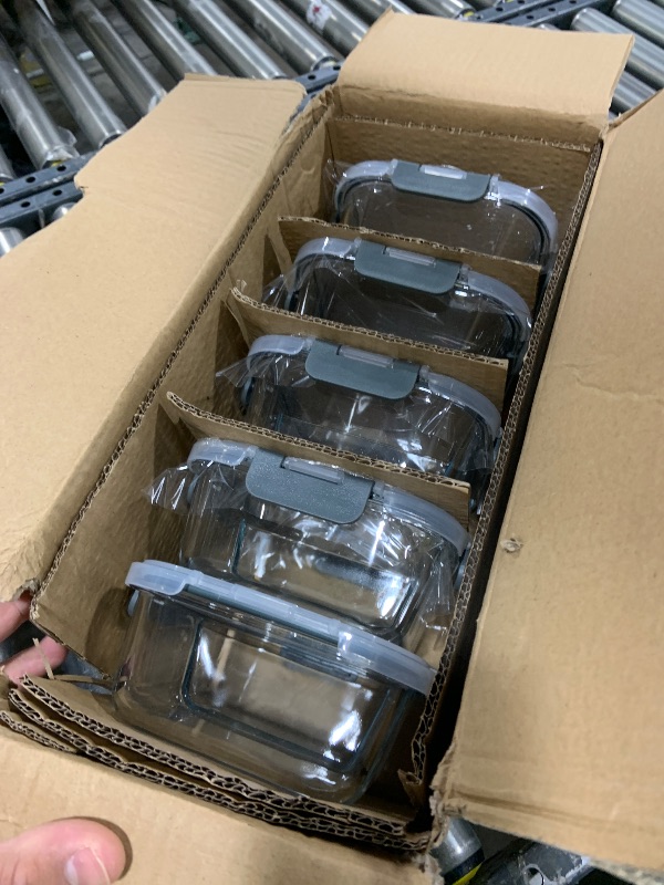 Photo 1 of [5-Pack,36 Oz]Glass Meal Prep Containers 2 Compartments Portion Control with Upgraded Snap Locking Lids Glass Food Storage Containers, Microwave, Oven, Freezer and Dishwasher (4.5 Cups)