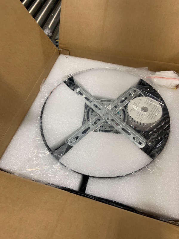 Photo 1 of 12 Rings Modern Acrylic LED Chandeliers for Staircase,Black High Ceiling Chandelier Foyer,Ring Light with Remote for Entryway Living Room Dining Room(127in,3000K-6500K)