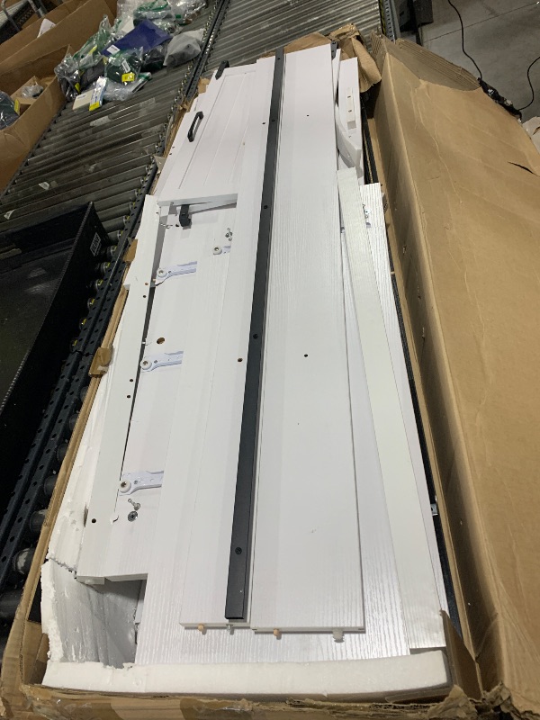 Photo 1 of [SOLD FOR PARTS] YITAHOME Farmhouse TV Stand for 65/55 Inch TV with Power Outlets & 6 Drawers, Entertainment Center with Sliding Barn Door and Adjustable Shelf, TV Media Console Storage Cabinet for Living Room, White